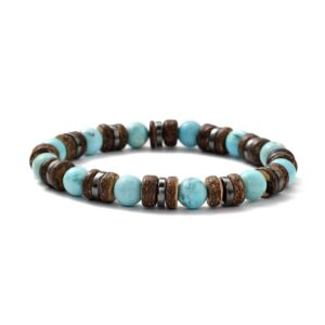 Turquoise, Coconut & Hematite Bracelet
